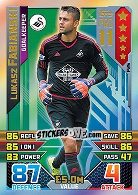 Sticker Lukasz Fabianski - English Premier League 2015-2016. Match Attax n. P25 - Topps