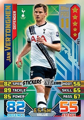 Sticker Jan Vertonghen - English Premier League 2015-2016. Match Attax n. P27 - Topps