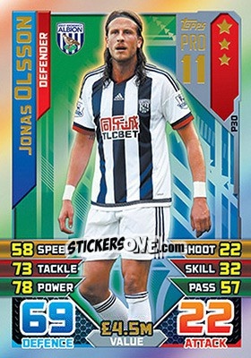 Sticker Jonas Olsson - English Premier League 2015-2016. Match Attax - Topps