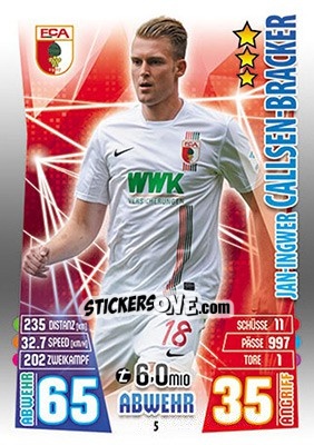 Cromo Jan-Ingwer Callsen-Bracker - German Fussball Bundesliga 2015-2016. Match Attax - Topps