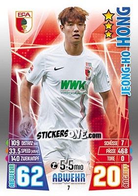 Sticker Jeong-Ho Hong - German Fussball Bundesliga 2015-2016. Match Attax - Topps