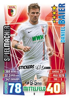 Sticker Daniel Baier - German Fussball Bundesliga 2015-2016. Match Attax - Topps