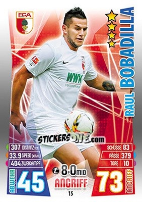 Sticker Raúl Bobadilla - German Fussball Bundesliga 2015-2016. Match Attax - Topps