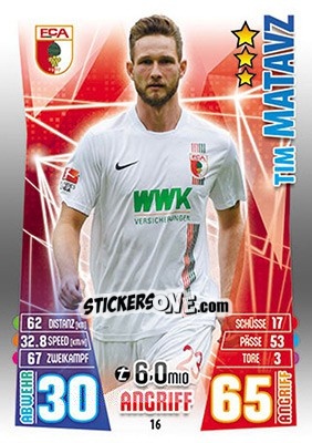 Sticker Tim Matavž - German Fussball Bundesliga 2015-2016. Match Attax - Topps