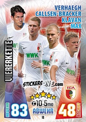 Sticker Paul Verhaegh / Jan-Ingwer Callsen-Bracker / Ragnar Klavan / Philipp Max - German Fussball Bundesliga 2015-2016. Match Attax - Topps