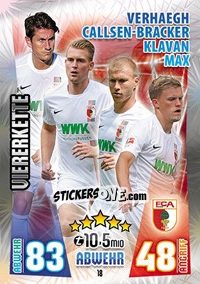 Figurina Paul Verhaegh / Jan-Ingwer Callsen-Bracker / Ragnar Klavan / Philipp Max - German Fussball Bundesliga 2015-2016. Match Attax - Topps