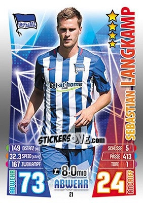 Figurina Sebastian Langkamp - German Fussball Bundesliga 2015-2016. Match Attax - Topps