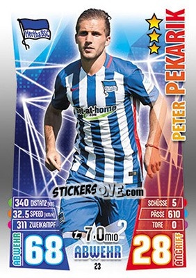 Sticker Peter Pekarík - German Fussball Bundesliga 2015-2016. Match Attax - Topps