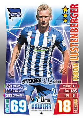 Sticker Fabian Lustenberger - German Fussball Bundesliga 2015-2016. Match Attax - Topps