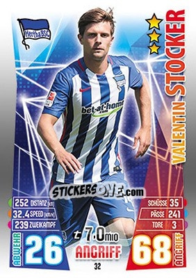 Cromo Valentin Stocker - German Fussball Bundesliga 2015-2016. Match Attax - Topps