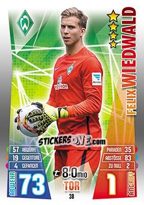 Figurina Felix Wiedwald - German Fussball Bundesliga 2015-2016. Match Attax - Topps