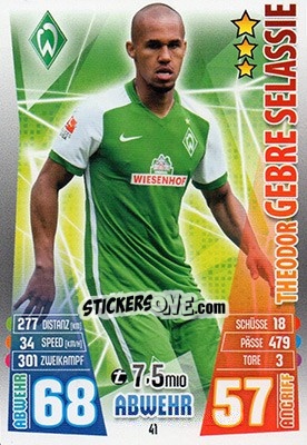 Sticker Theodor Gebre Selassie - German Fussball Bundesliga 2015-2016. Match Attax - Topps