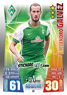 Sticker Alejandro Gálvez - German Fussball Bundesliga 2015-2016. Match Attax - Topps