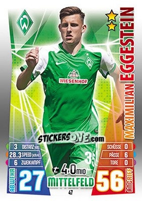 Cromo Maximilian Eggestein - German Fussball Bundesliga 2015-2016. Match Attax - Topps