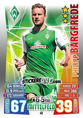 Sticker Philipp Bargfrede - German Fussball Bundesliga 2015-2016. Match Attax - Topps