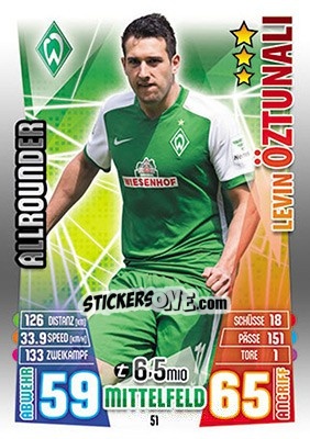 Sticker Levin Öztunali - German Fussball Bundesliga 2015-2016. Match Attax - Topps