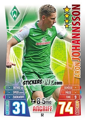 Figurina Aron Jóhannsson - German Fussball Bundesliga 2015-2016. Match Attax - Topps