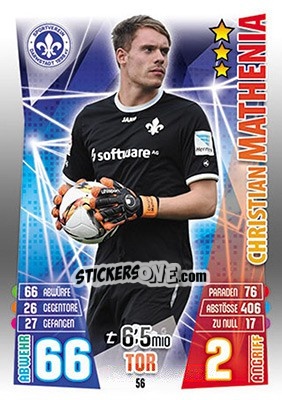 Sticker Christian Mathenia - German Fussball Bundesliga 2015-2016. Match Attax - Topps