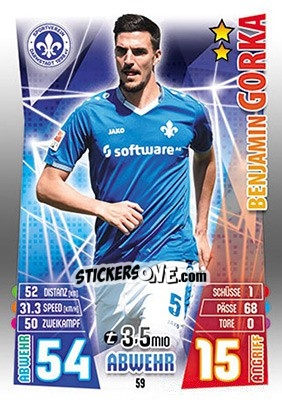 Sticker Benjamin Gorka - German Fussball Bundesliga 2015-2016. Match Attax - Topps