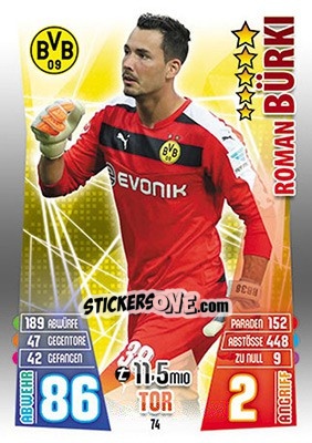 Figurina Roman Bürki - German Fussball Bundesliga 2015-2016. Match Attax - Topps