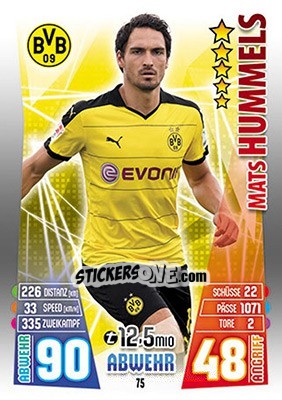 Cromo Mats Hummels - German Fussball Bundesliga 2015-2016. Match Attax - Topps