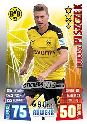 Figurina Lukasz Piszczek - German Fussball Bundesliga 2015-2016. Match Attax - Topps