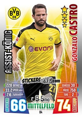 Sticker Gonzalo Castro - German Fussball Bundesliga 2015-2016. Match Attax - Topps
