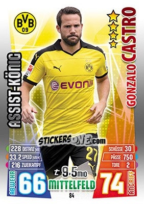 Figurina Gonzalo Castro - German Fussball Bundesliga 2015-2016. Match Attax - Topps