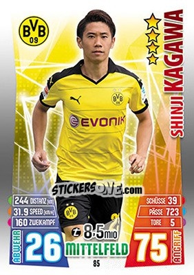 Sticker Shinji Kagawa - German Fussball Bundesliga 2015-2016. Match Attax - Topps