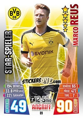 Sticker Marco Reus - German Fussball Bundesliga 2015-2016. Match Attax - Topps