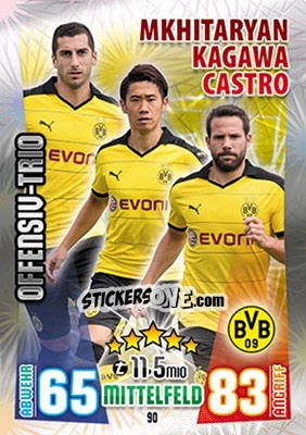 Sticker Henrikh Mkhitaryan / Shinji Kagawa / Gonzalo Castro - German Fussball Bundesliga 2015-2016. Match Attax - Topps