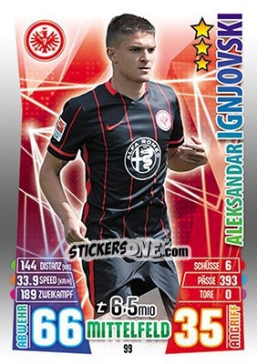 Sticker Aleksandar Ignjovski - German Fussball Bundesliga 2015-2016. Match Attax - Topps