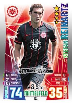 Cromo Stefan Reinartz - German Fussball Bundesliga 2015-2016. Match Attax - Topps