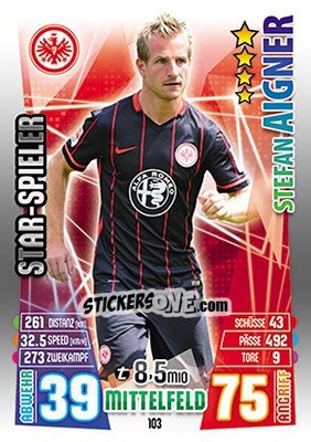 Cromo Stefan Aigner - German Fussball Bundesliga 2015-2016. Match Attax - Topps