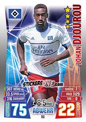 Sticker Johan Djourou - German Fussball Bundesliga 2015-2016. Match Attax - Topps