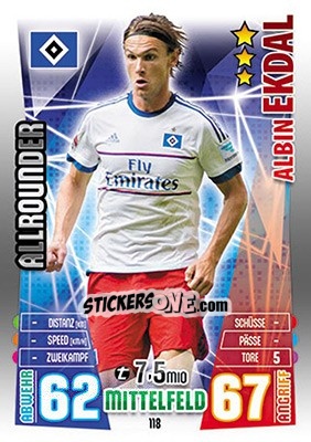 Figurina Albin Ekdal - German Fussball Bundesliga 2015-2016. Match Attax - Topps