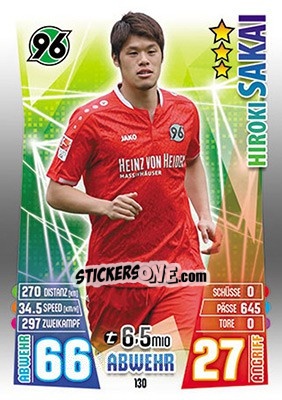 Cromo Hiroki Sakai - German Fussball Bundesliga 2015-2016. Match Attax - Topps