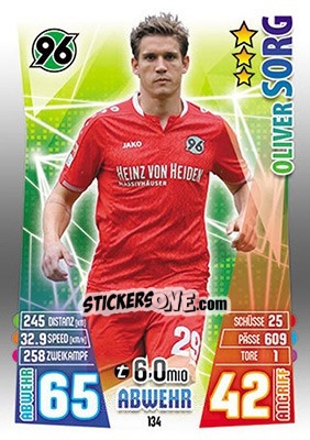 Figurina Oliver Sorg - German Fussball Bundesliga 2015-2016. Match Attax - Topps