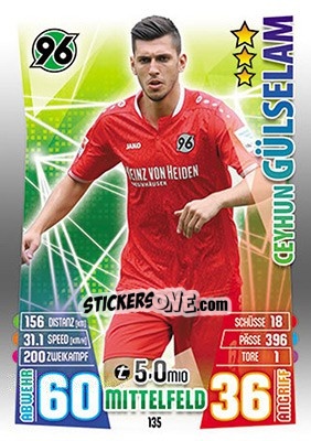 Figurina Ceyhun Gülselam - German Fussball Bundesliga 2015-2016. Match Attax - Topps