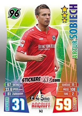 Figurina Artur Sobiech - German Fussball Bundesliga 2015-2016. Match Attax - Topps