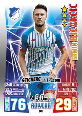 Sticker Ermin Bicakcic - German Fussball Bundesliga 2015-2016. Match Attax - Topps