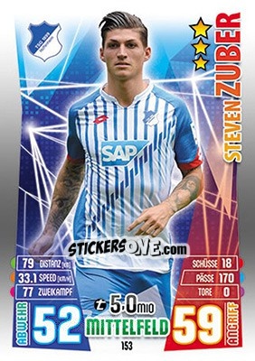 Sticker Steven Zuber - German Fussball Bundesliga 2015-2016. Match Attax - Topps