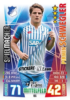 Figurina Pirmin Schwegler - German Fussball Bundesliga 2015-2016. Match Attax - Topps