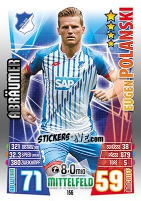 Sticker Eugen Polanski - German Fussball Bundesliga 2015-2016. Match Attax - Topps