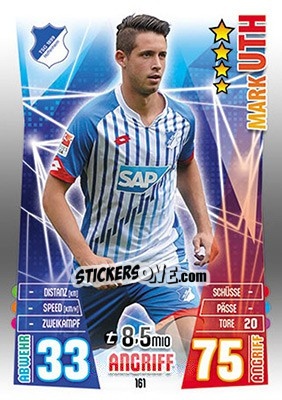 Cromo Mark Uth - German Fussball Bundesliga 2015-2016. Match Attax - Topps