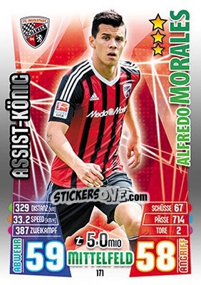 Sticker Alfredo Morales - German Fussball Bundesliga 2015-2016. Match Attax - Topps