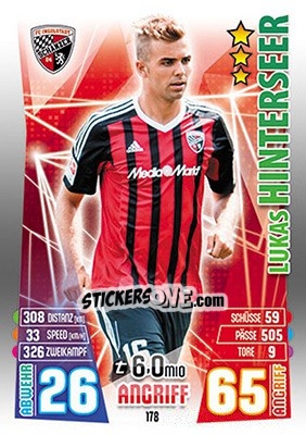 Figurina Lukas Hinterseer - German Fussball Bundesliga 2015-2016. Match Attax - Topps