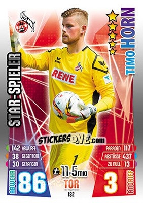 Cromo Timo Horn - German Fussball Bundesliga 2015-2016. Match Attax - Topps