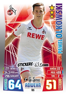 Cromo Pawel Olkowski - German Fussball Bundesliga 2015-2016. Match Attax - Topps