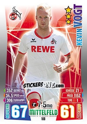 Sticker Kevin Vogt - German Fussball Bundesliga 2015-2016. Match Attax - Topps